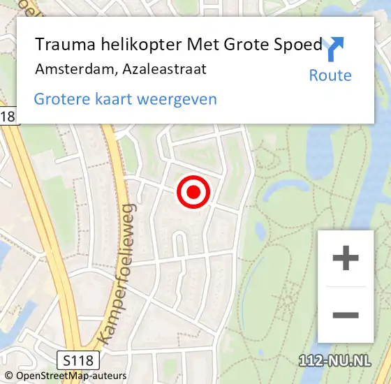 Locatie op kaart van de 112 melding: Trauma helikopter Met Grote Spoed Naar Amsterdam, Azaleastraat op 6 november 2024 18:43