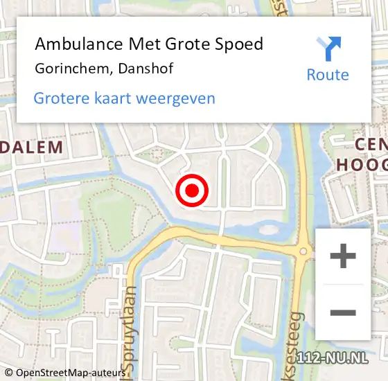 Locatie op kaart van de 112 melding: Ambulance Met Grote Spoed Naar Gorinchem, Danshof op 6 november 2024 18:47