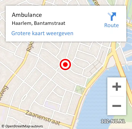 Locatie op kaart van de 112 melding: Ambulance Haarlem, Bantamstraat op 6 november 2024 18:51