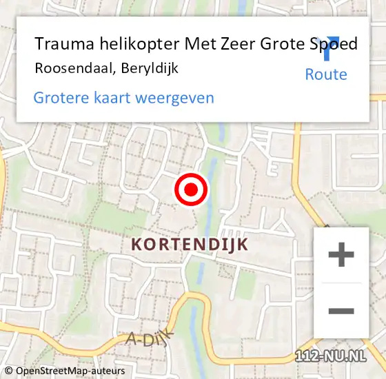 Locatie op kaart van de 112 melding: Trauma helikopter Met Zeer Grote Spoed Naar Roosendaal, Beryldijk op 6 november 2024 18:53