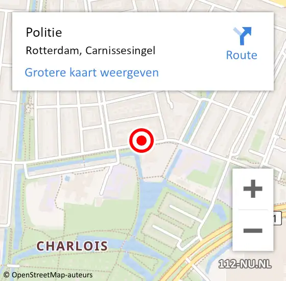 Locatie op kaart van de 112 melding: Politie Rotterdam, Carnissesingel op 6 november 2024 18:54