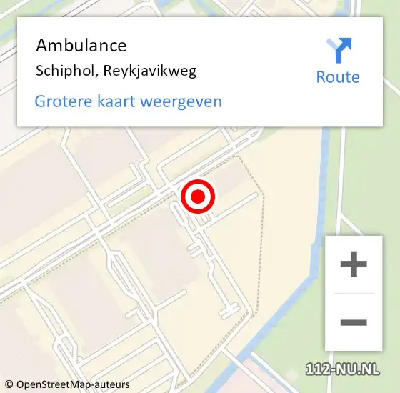 Locatie op kaart van de 112 melding: Ambulance Schiphol, Reykjavikweg op 6 november 2024 19:08