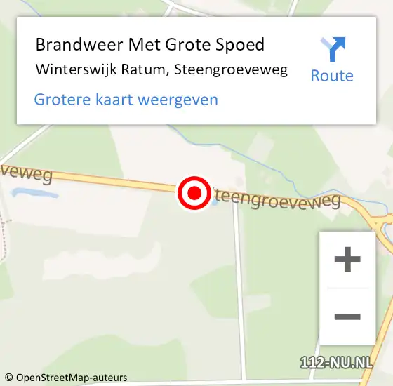 Locatie op kaart van de 112 melding: Brandweer Met Grote Spoed Naar Winterswijk Ratum, Steengroeveweg op 26 oktober 2014 02:16