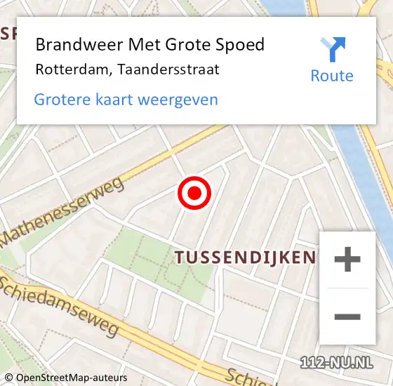 Locatie op kaart van de 112 melding: Brandweer Met Grote Spoed Naar Rotterdam, Taandersstraat op 6 november 2024 19:26