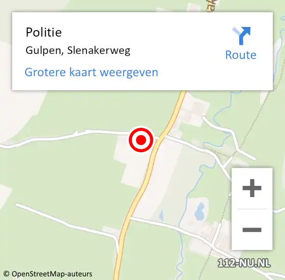 Locatie op kaart van de 112 melding: Politie Gulpen, Slenakerweg op 6 november 2024 19:44