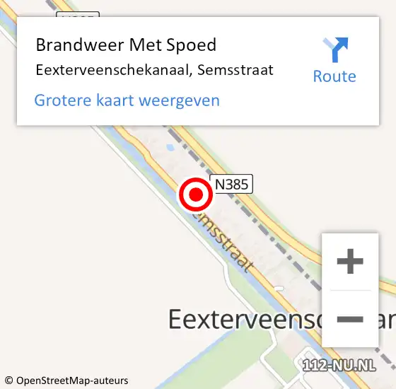 Locatie op kaart van de 112 melding: Brandweer Met Spoed Naar Eexterveenschekanaal, Semsstraat op 6 november 2024 19:53