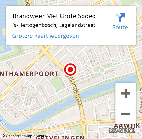 Locatie op kaart van de 112 melding: Brandweer Met Grote Spoed Naar 's-Hertogenbosch, Lagelandstraat op 6 november 2024 20:01