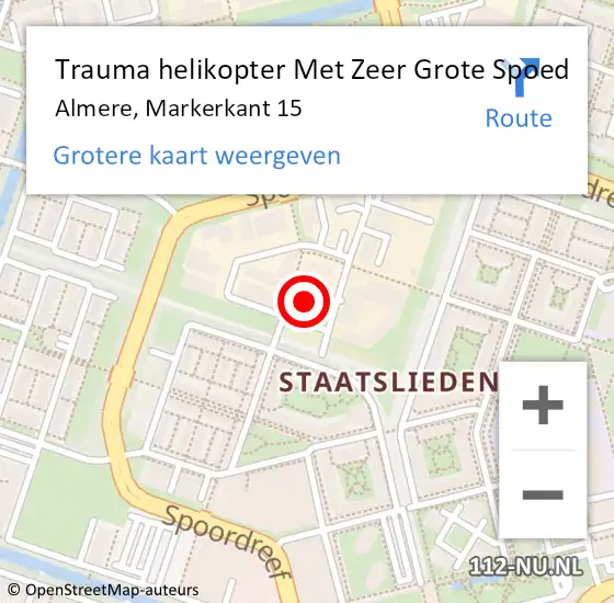 Locatie op kaart van de 112 melding: Trauma helikopter Met Zeer Grote Spoed Naar Almere, Markerkant 15 op 6 november 2024 20:11