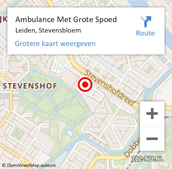 Locatie op kaart van de 112 melding: Ambulance Met Grote Spoed Naar Leiden, Stevensbloem op 6 november 2024 20:21