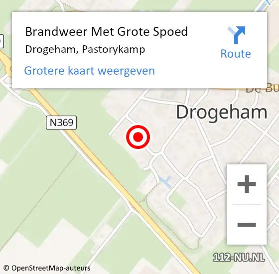 Locatie op kaart van de 112 melding: Brandweer Met Grote Spoed Naar Drogeham, Pastorykamp op 6 november 2024 20:24