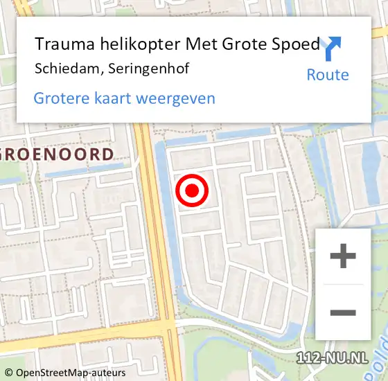 Locatie op kaart van de 112 melding: Trauma helikopter Met Grote Spoed Naar Schiedam, Seringenhof op 6 november 2024 20:26