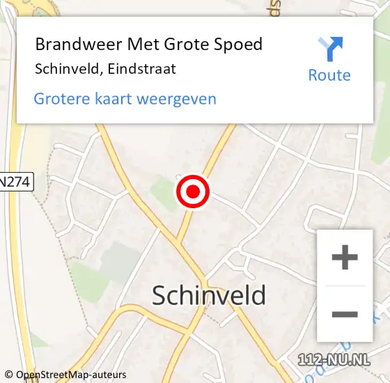 Locatie op kaart van de 112 melding: Brandweer Met Grote Spoed Naar Schinveld, Eindstraat op 6 november 2024 20:27