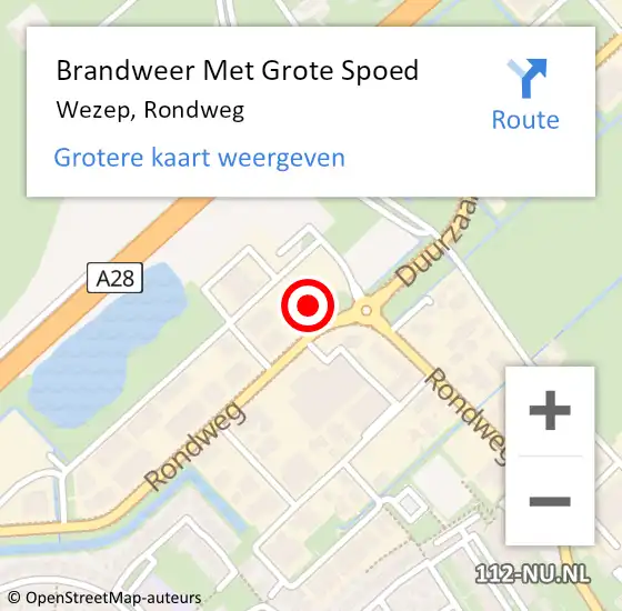 Locatie op kaart van de 112 melding: Brandweer Met Grote Spoed Naar Wezep, Rondweg op 6 november 2024 20:38