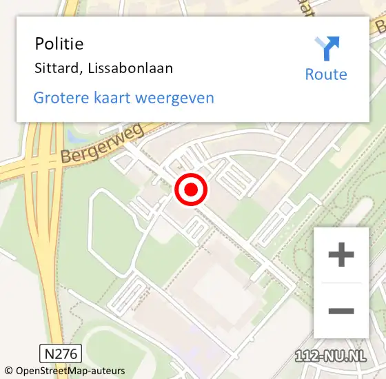 Locatie op kaart van de 112 melding: Politie Sittard, Lissabonlaan op 6 november 2024 22:17