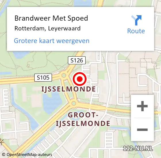 Locatie op kaart van de 112 melding: Brandweer Met Spoed Naar Rotterdam, Leyerwaard op 6 november 2024 22:26