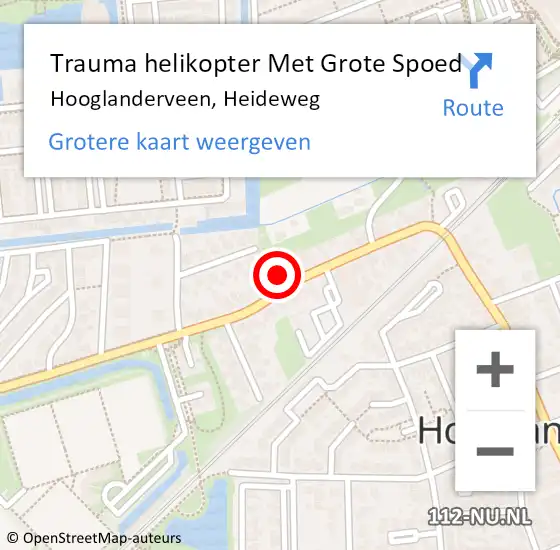 Locatie op kaart van de 112 melding: Trauma helikopter Met Grote Spoed Naar Hooglanderveen, Heideweg op 6 november 2024 22:26