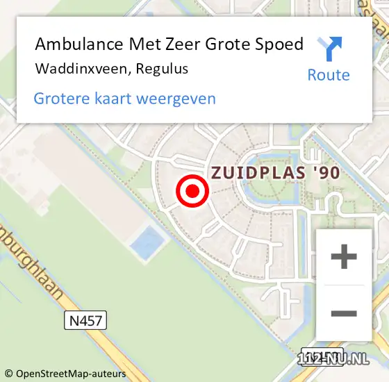 Locatie op kaart van de 112 melding: Ambulance Met Zeer Grote Spoed Naar Waddinxveen, Regulus op 6 november 2024 22:28