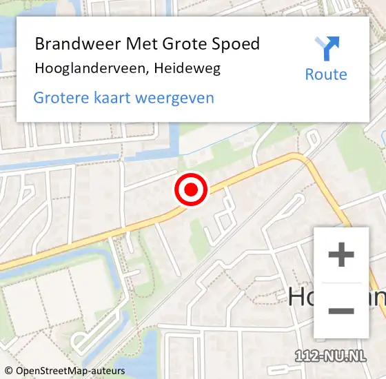 Locatie op kaart van de 112 melding: Brandweer Met Grote Spoed Naar Hooglanderveen, Heideweg op 6 november 2024 22:29