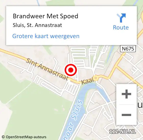 Locatie op kaart van de 112 melding: Brandweer Met Spoed Naar Sluis, St. Annastraat op 6 november 2024 22:33