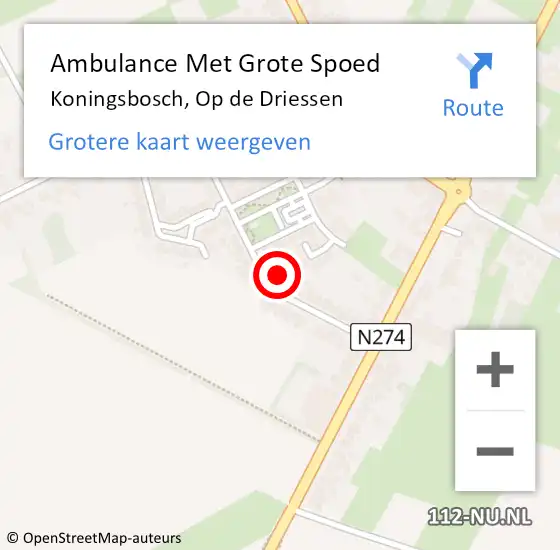 Locatie op kaart van de 112 melding: Ambulance Met Grote Spoed Naar Koningsbosch, Op de Driessen op 6 november 2024 22:40