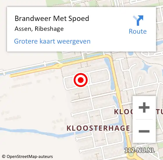 Locatie op kaart van de 112 melding: Brandweer Met Spoed Naar Assen, Ribeshage op 6 november 2024 22:51