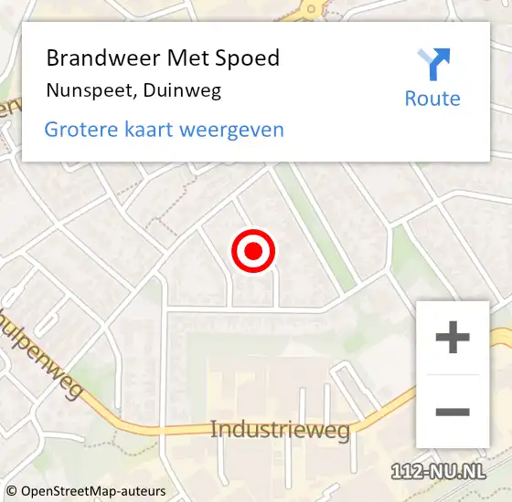 Locatie op kaart van de 112 melding: Brandweer Met Spoed Naar Nunspeet, Duinweg op 6 november 2024 23:17