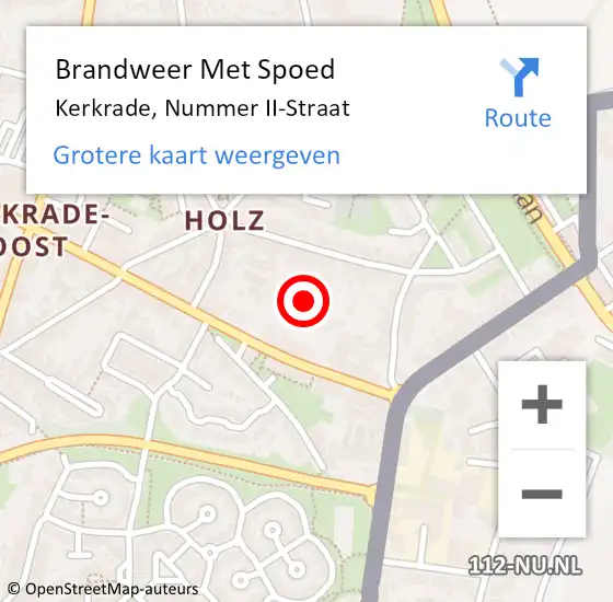 Locatie op kaart van de 112 melding: Brandweer Met Spoed Naar Kerkrade, Nummer II-Straat op 7 november 2024 00:02