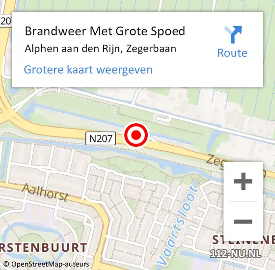 Locatie op kaart van de 112 melding: Brandweer Met Grote Spoed Naar Alphen aan den Rijn, Zegerbaan op 7 november 2024 00:34