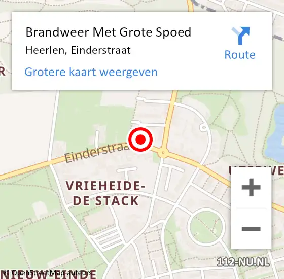 Locatie op kaart van de 112 melding: Brandweer Met Grote Spoed Naar Heerlen, Einderstraat op 7 november 2024 00:39