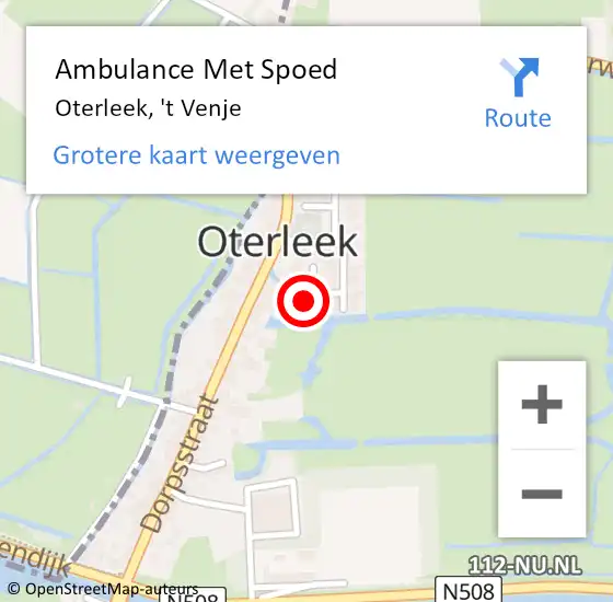 Locatie op kaart van de 112 melding: Ambulance Met Spoed Naar Oterleek, 't Venje op 7 november 2024 00:49