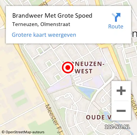 Locatie op kaart van de 112 melding: Brandweer Met Grote Spoed Naar Terneuzen, Olmenstraat op 7 november 2024 01:18