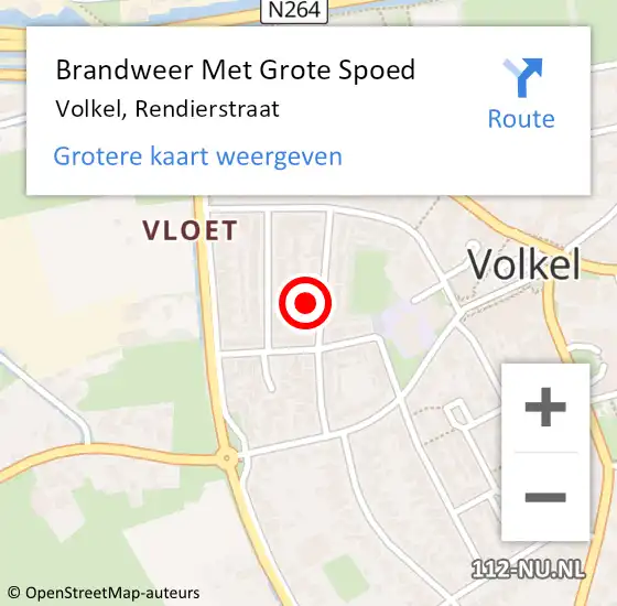 Locatie op kaart van de 112 melding: Brandweer Met Grote Spoed Naar Volkel, Rendierstraat op 7 november 2024 01:24