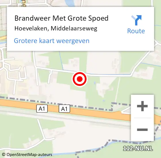 Locatie op kaart van de 112 melding: Brandweer Met Grote Spoed Naar Hoevelaken, Middelaarseweg op 7 november 2024 01:32