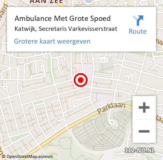 Locatie op kaart van de 112 melding: Ambulance Met Grote Spoed Naar Katwijk, Secretaris Varkevisserstraat op 7 november 2024 01:38