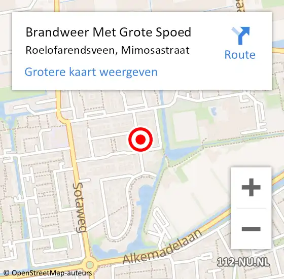 Locatie op kaart van de 112 melding: Brandweer Met Grote Spoed Naar Roelofarendsveen, Mimosastraat op 7 november 2024 02:19