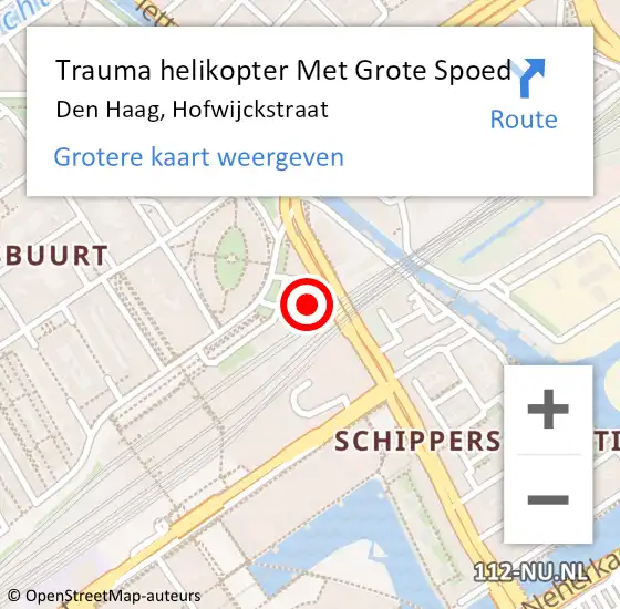 Locatie op kaart van de 112 melding: Trauma helikopter Met Grote Spoed Naar Den Haag, Hofwijckstraat op 7 november 2024 02:33