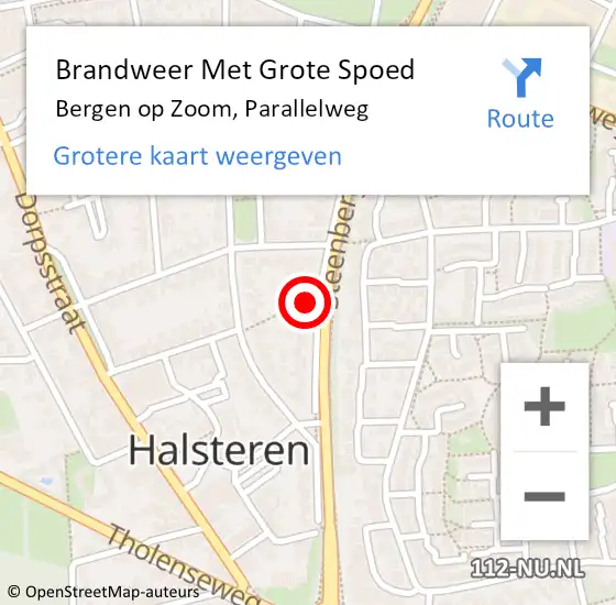 Locatie op kaart van de 112 melding: Brandweer Met Grote Spoed Naar Bergen op Zoom, Parallelweg op 7 november 2024 02:53