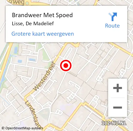 Locatie op kaart van de 112 melding: Brandweer Met Spoed Naar Lisse, De Madelief op 7 november 2024 03:55