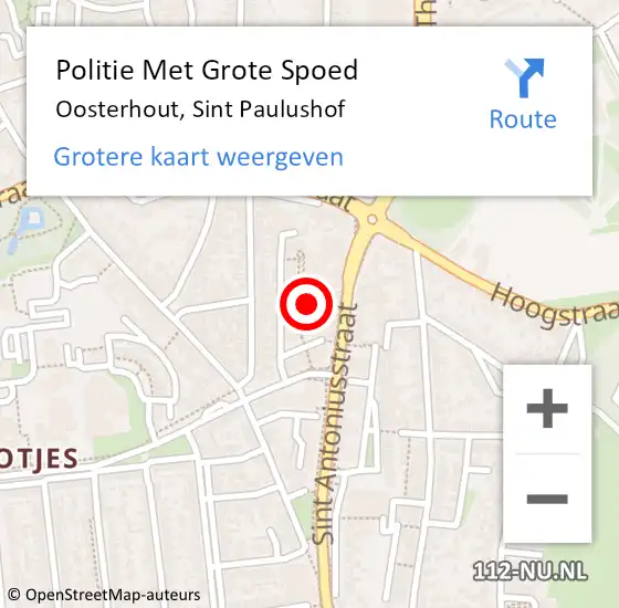 Locatie op kaart van de 112 melding: Politie Met Grote Spoed Naar Oosterhout, Sint Paulushof op 7 november 2024 04:40