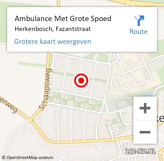 Locatie op kaart van de 112 melding: Ambulance Met Grote Spoed Naar Herkenbosch, Fazantstraat op 7 november 2024 07:22