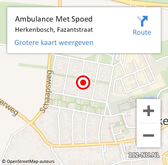 Locatie op kaart van de 112 melding: Ambulance Met Spoed Naar Herkenbosch, Fazantstraat op 7 november 2024 07:40