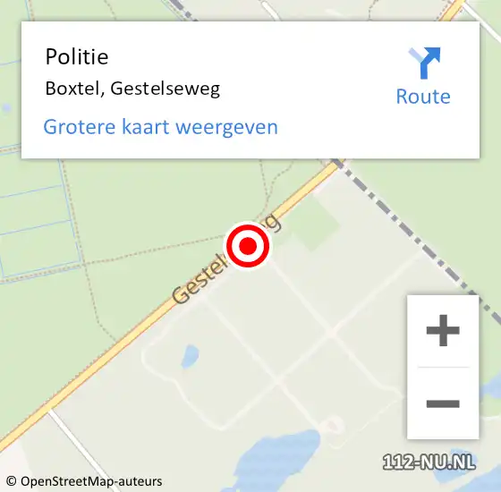 Locatie op kaart van de 112 melding: Politie Boxtel, Gestelseweg op 7 november 2024 07:44