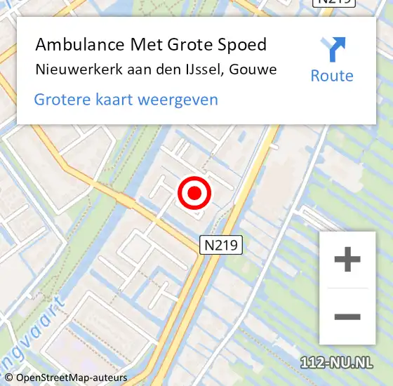 Locatie op kaart van de 112 melding: Ambulance Met Grote Spoed Naar Nieuwerkerk aan den IJssel, Gouwe op 26 oktober 2014 03:42