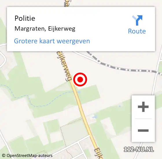 Locatie op kaart van de 112 melding: Politie Margraten, Eijkerweg op 7 november 2024 08:09