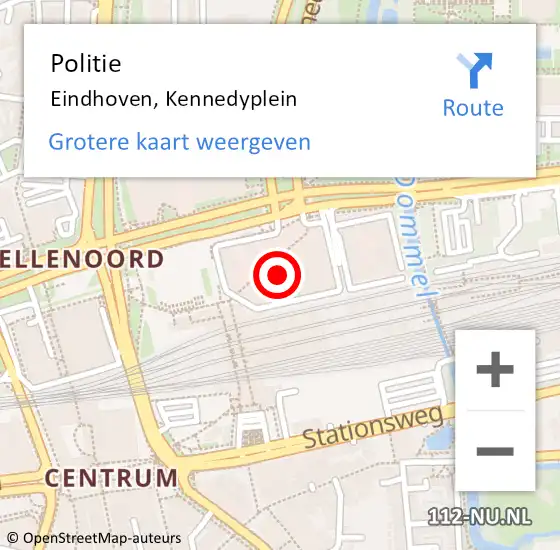 Locatie op kaart van de 112 melding: Politie Eindhoven, Kennedyplein op 7 november 2024 08:14