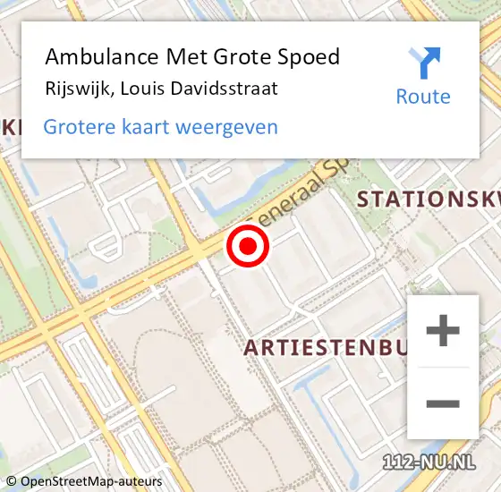 Locatie op kaart van de 112 melding: Ambulance Met Grote Spoed Naar Rijswijk, Louis Davidsstraat op 7 november 2024 08:19