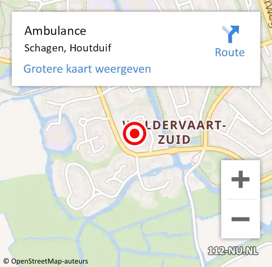 Locatie op kaart van de 112 melding: Ambulance Schagen, Houtduif op 7 november 2024 08:25