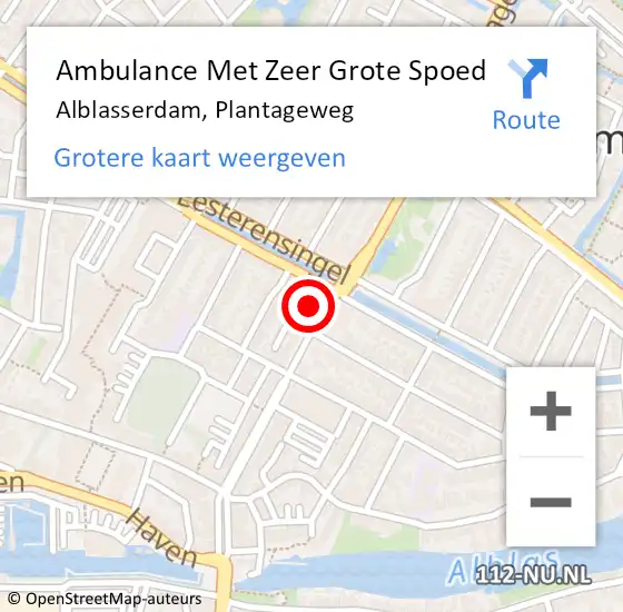 Locatie op kaart van de 112 melding: Ambulance Met Zeer Grote Spoed Naar Alblasserdam, Plantageweg op 7 november 2024 08:36