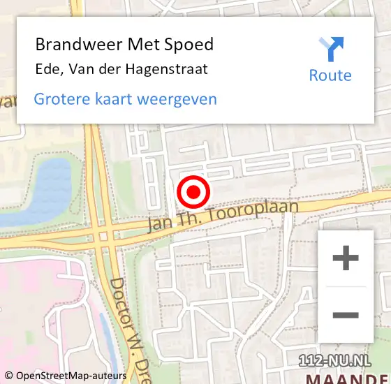 Locatie op kaart van de 112 melding: Brandweer Met Spoed Naar Ede, Van der Hagenstraat op 7 november 2024 08:37