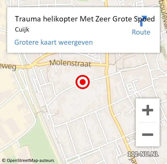 Locatie op kaart van de 112 melding: Trauma helikopter Met Zeer Grote Spoed Naar Cuijk op 7 november 2024 08:41